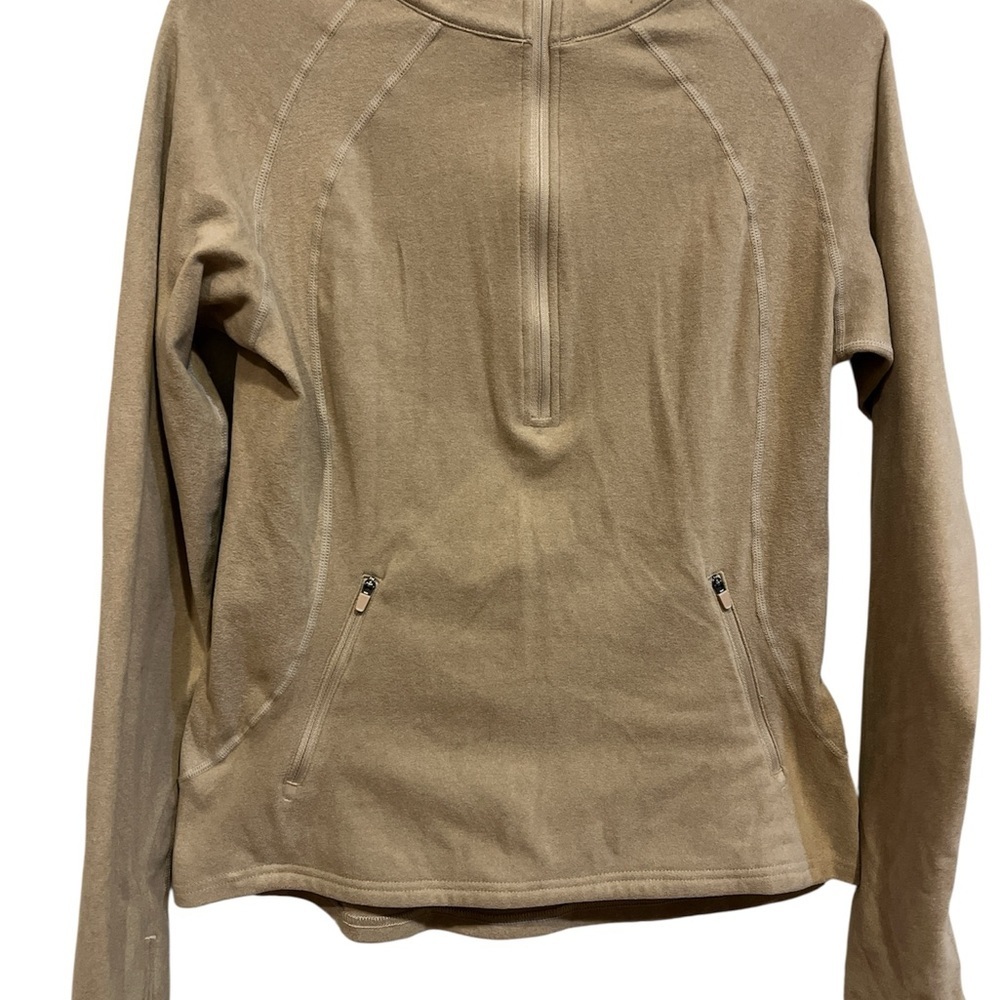 Elegant Tan Women's Quarter-Zip Sweater